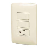 Interruptor doble + tomacorrente crema lnea talana volteck